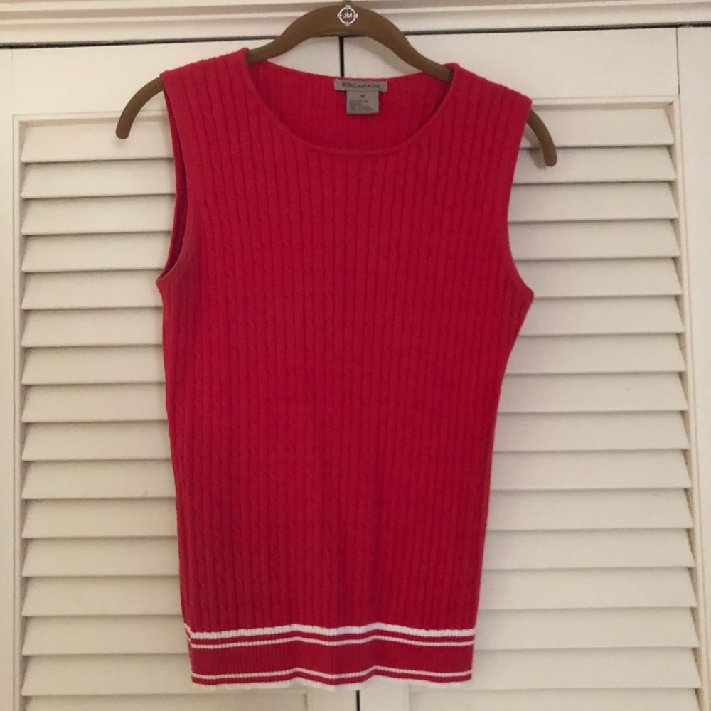 Escapade  red & white cotton cable sweater